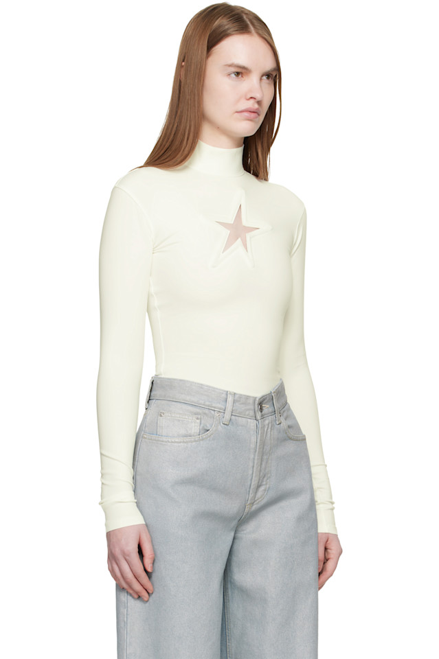 Mugler Водолазка из плотной лайкры Off-White — фото 2