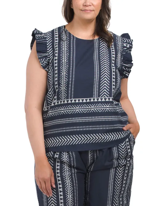 

Топ плюс с развевающимися рукавами Kaktus, темно-синий/белый