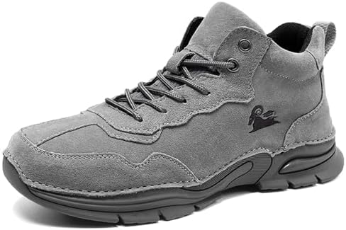 

Мужские кожаные модные кроссовки Boxpopla на шнурках, водонепроницаемые, с нескользящей подошвой, удобные для ходьбы, спортивные, легкие, дышащие, высокие кроссовки для бега, занятий спортом в зале и на улице, серый