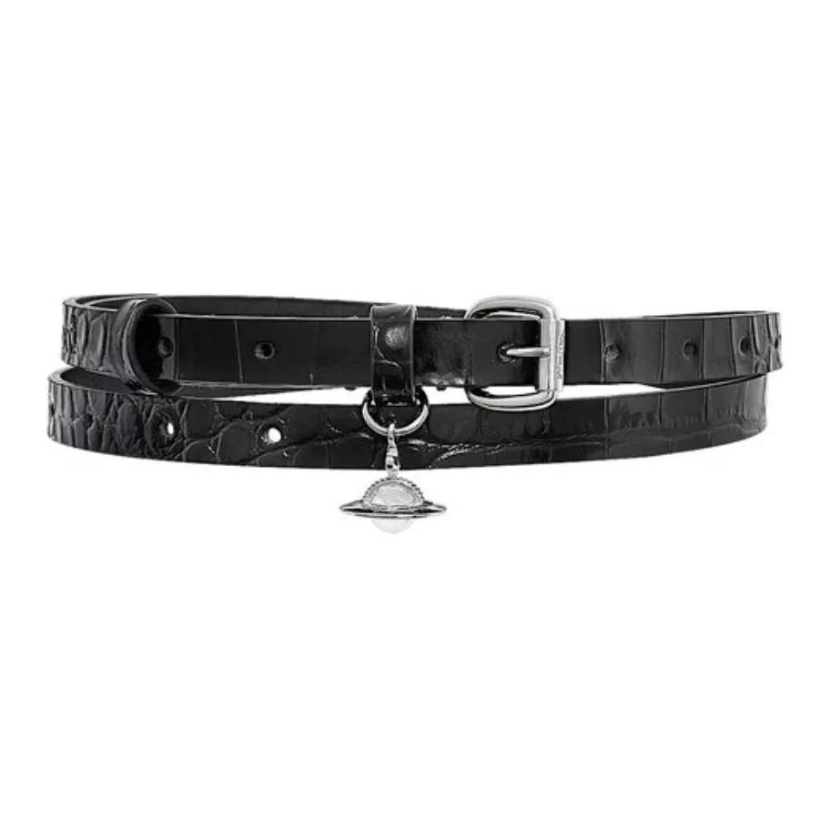Vivienne Westwood Кожаный женский ремень из коровьей кожи черный шириной 1.5 см, Black — фото 4
