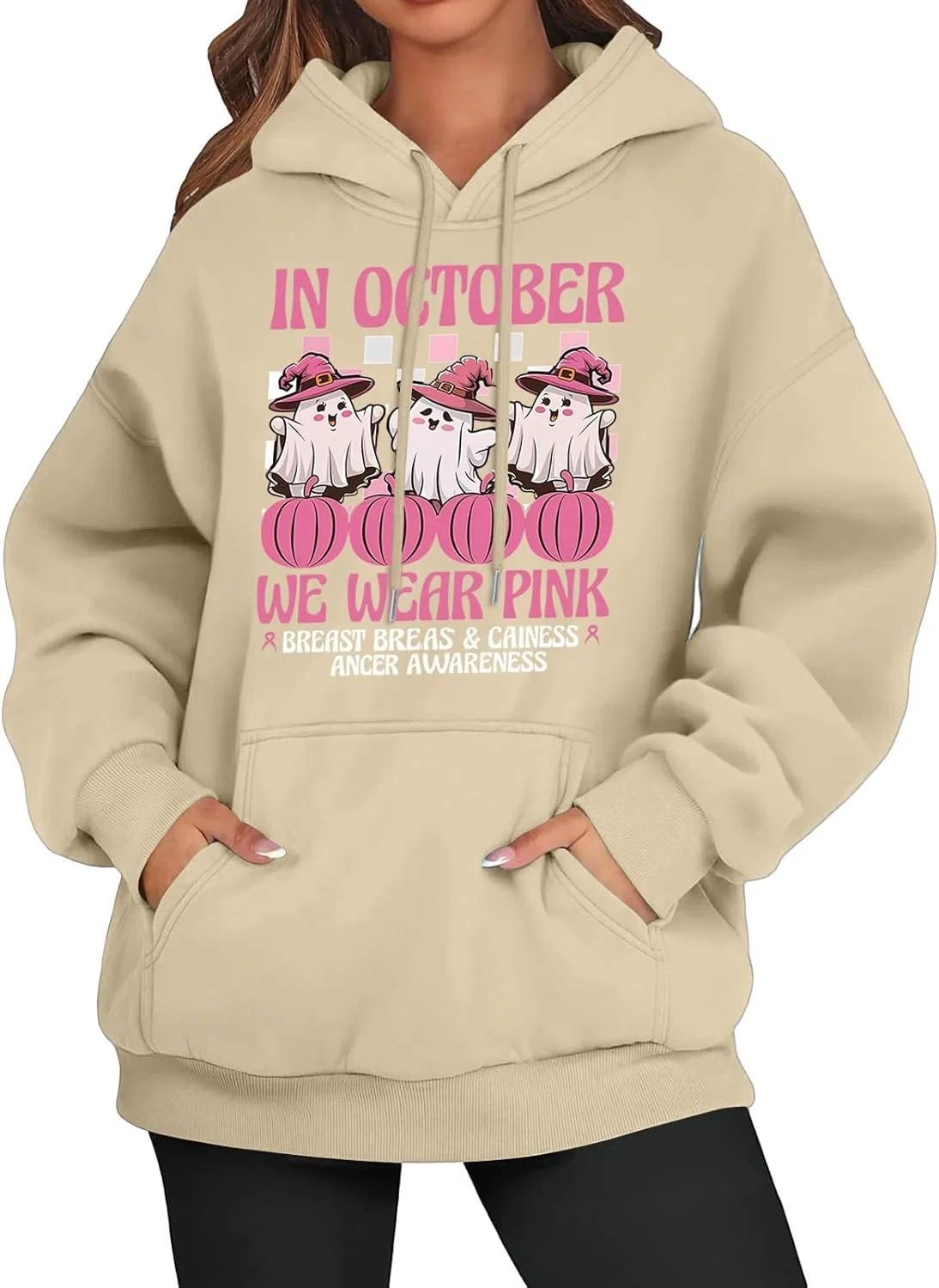 Худи женское с принтом, Halloween, Cream Colored