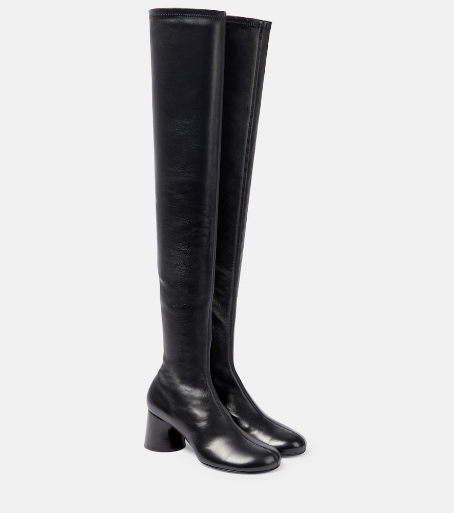 Кожаные ботинки Admiral выше колена Khaite, Black