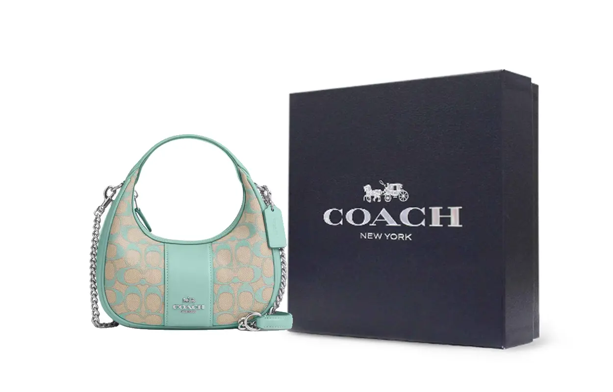 

COACH Классическая жаккардовая мини-сумка через плечо с гладкой кожей