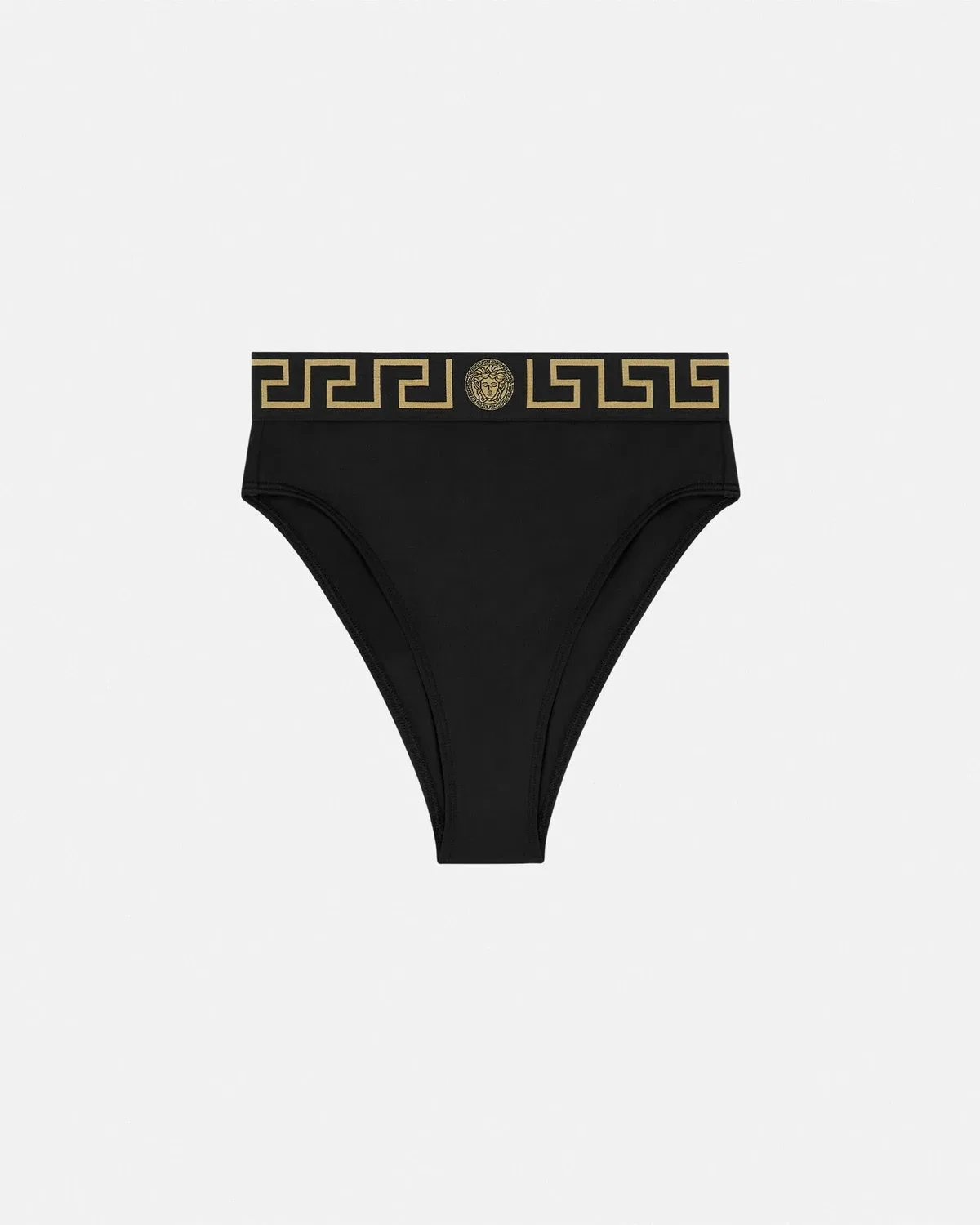 Бикини с высокой талией и окантовкой Greca VERSACE, черный