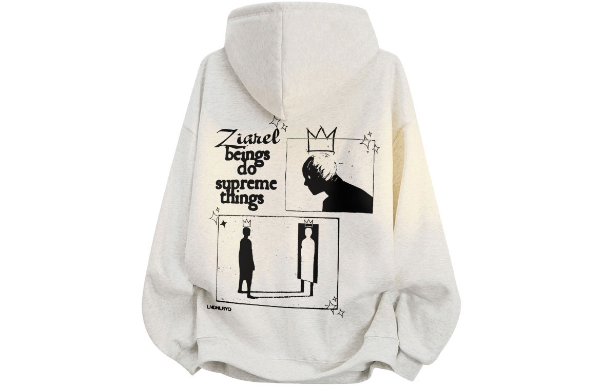 

Толстовка Unisex Hooded Moderate Heavyweight ZIAREL, белый heather серый