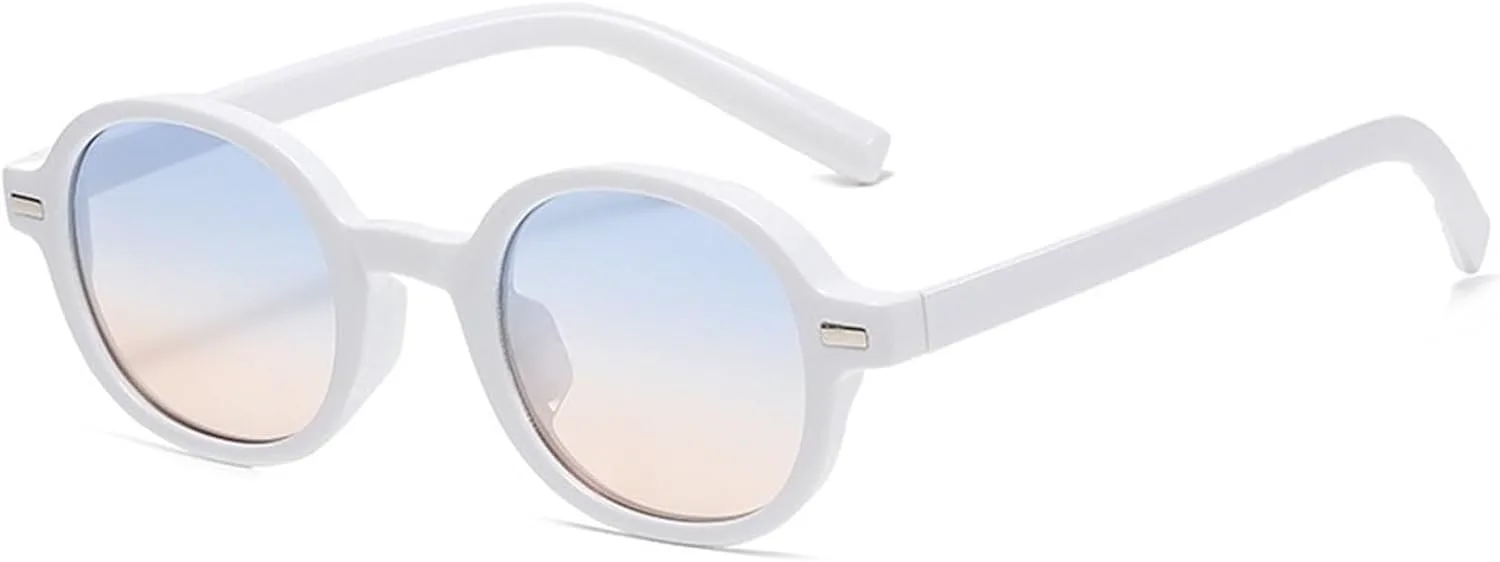 

Декоративные солнцезащитные очки для женщин, для поездок на работу, круглые солнцезащитные очки для мужчин, для активного отдыха на природе Generic, White