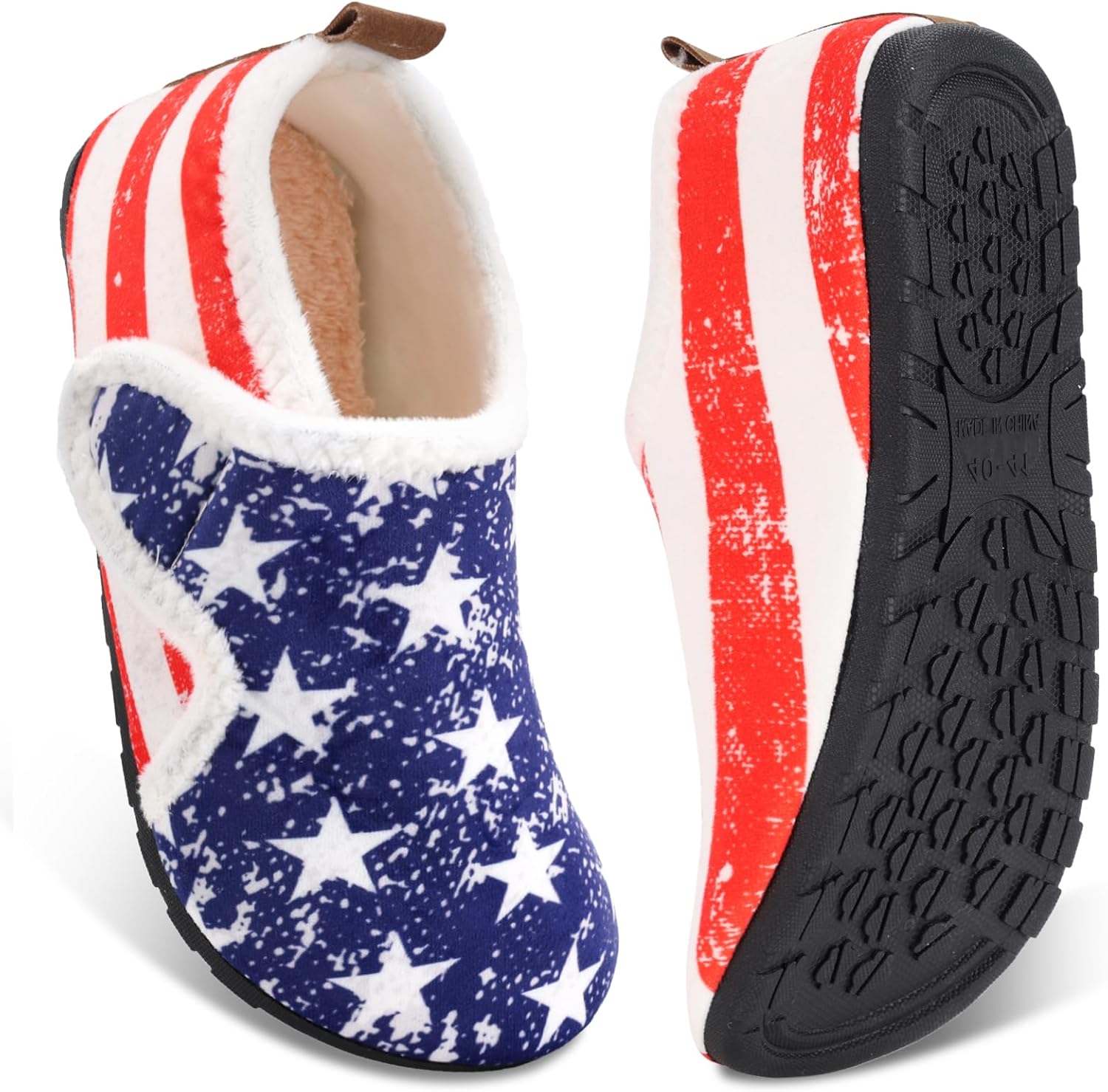 

Домашние тапочки Ibeauti для женщин и мужчин, легкие и удобные, как носки, с резиновой подошвой, для дома, спальни и путешествий, Vintage Usa Flag