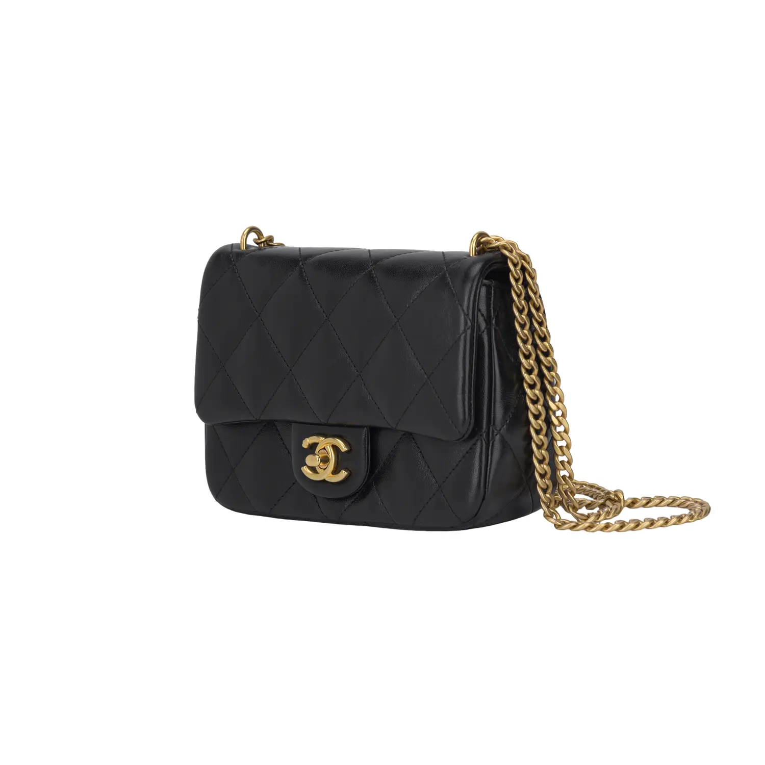CHANEL Черная женская мини-сумка через плечо из овчины — фото 2