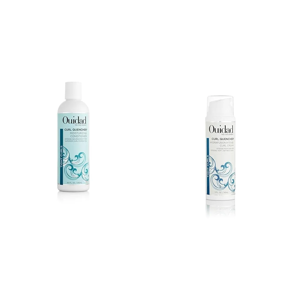 Увлажняющий кондиционер Ouidad Curl Quencher, 8, 5 жидких унций, и интенсивный крем для кудрей Curl Quencher Hydrafusion, 5 унций
