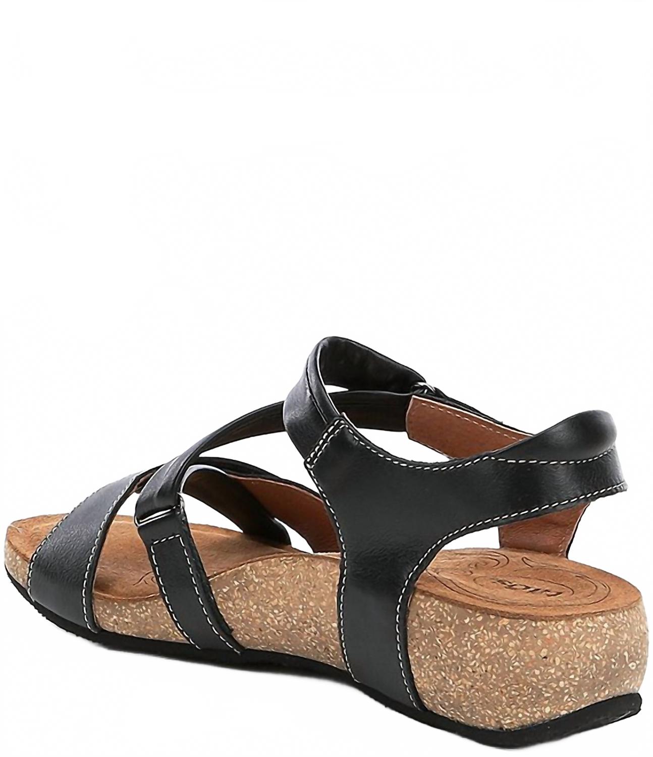 Women's Universe Leather Wedge Sandals In Black Taos — фото 3