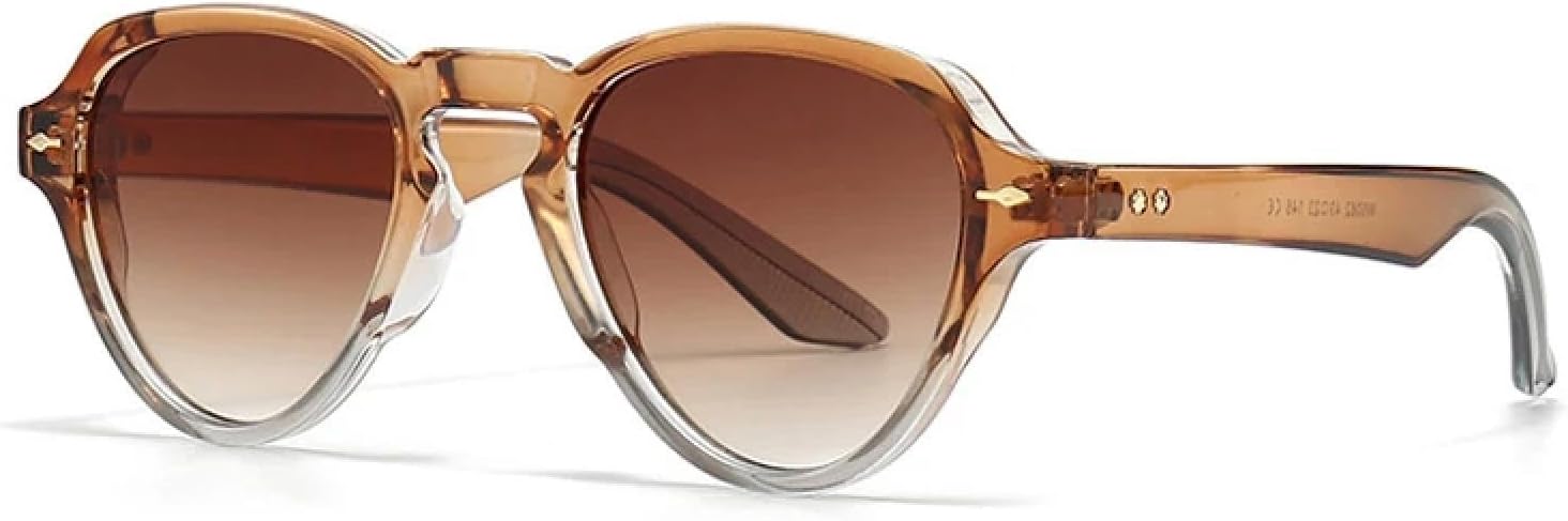 

Винтажные уникальные овальные женские солнцезащитные очки в стиле панк, модные градиентные очки UV400, мужские солнцезащитные очки «кошачий глаз» с заклепками TVTBBVV, Orange Tea Gradient