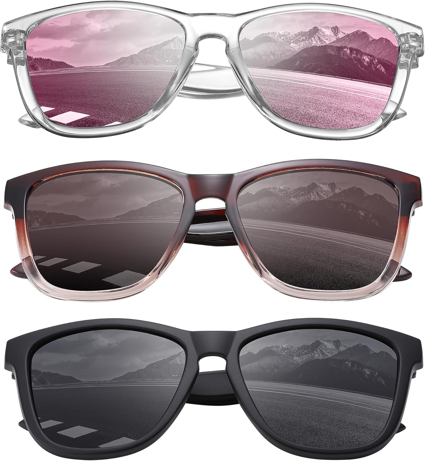 

Классические поляризованные солнцезащитные очки KesaPlan для женщин и мужчин, модные ретро-солнцезащитные очки для женщин и мужчин для вождения, защита от УФ-излучения, 3 Pack Matte Black + Pink Mirrored + Brown