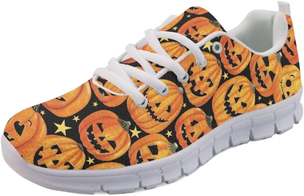 

Кроссовки Forchrinse с милым рисунком мопса, спортивные, для бега и занятий в спортзале, унисекс, легкие, на шнуровке, спортивные кроссовки, Halloween Pumpkins