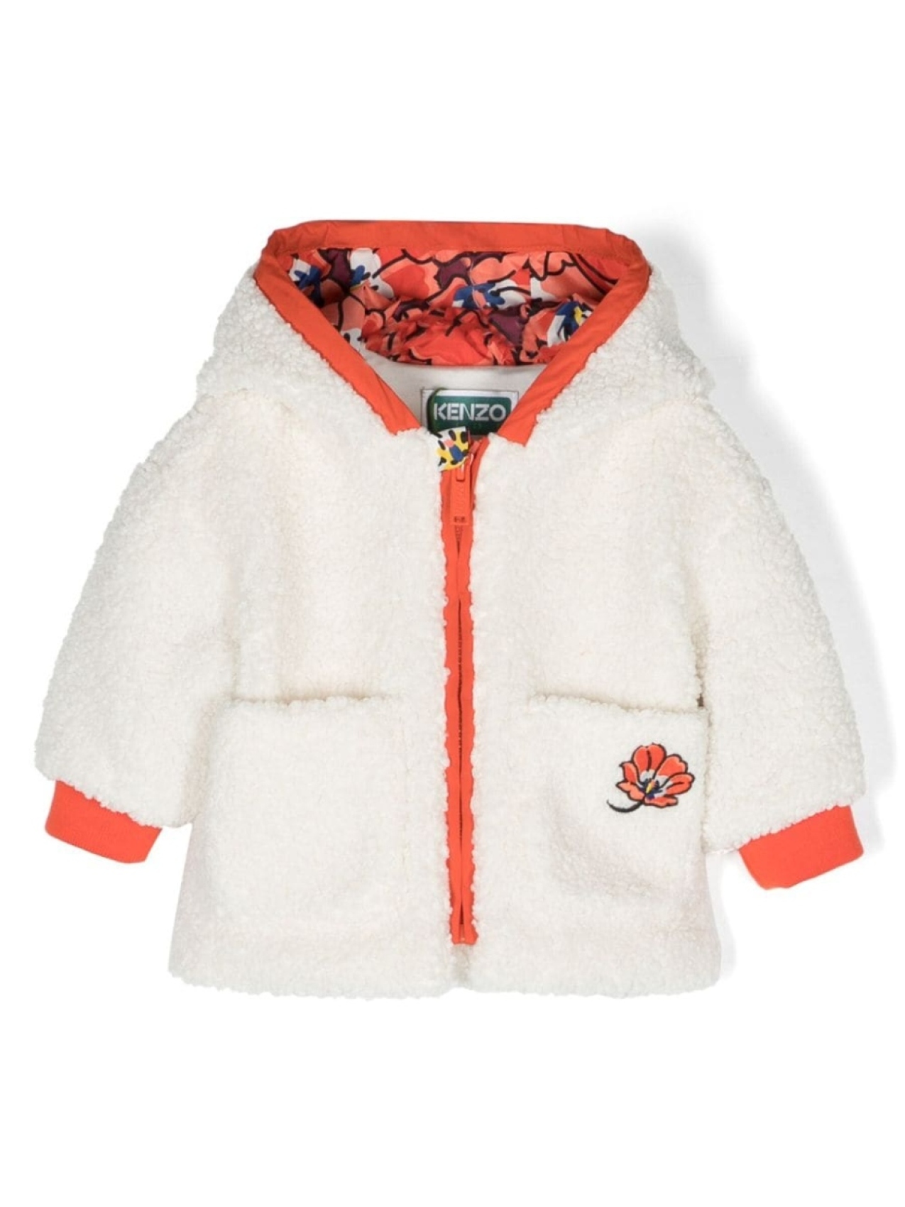 

Kenzo Kids куртка с вышитым логотипом, нейтральный цвет