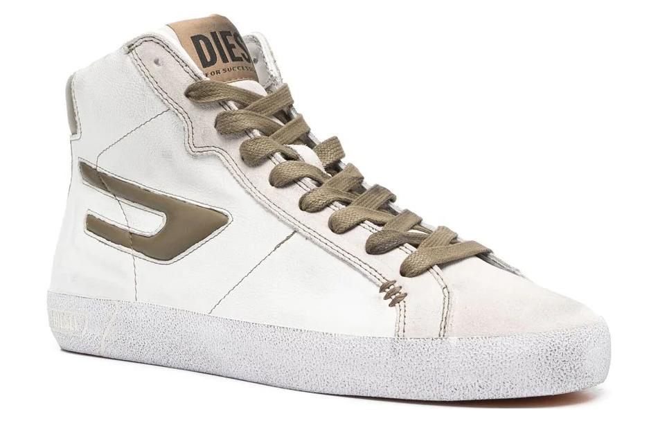 

Высокие кожаные скейтборд кроссовки мужские бело-коричневые DIESEL