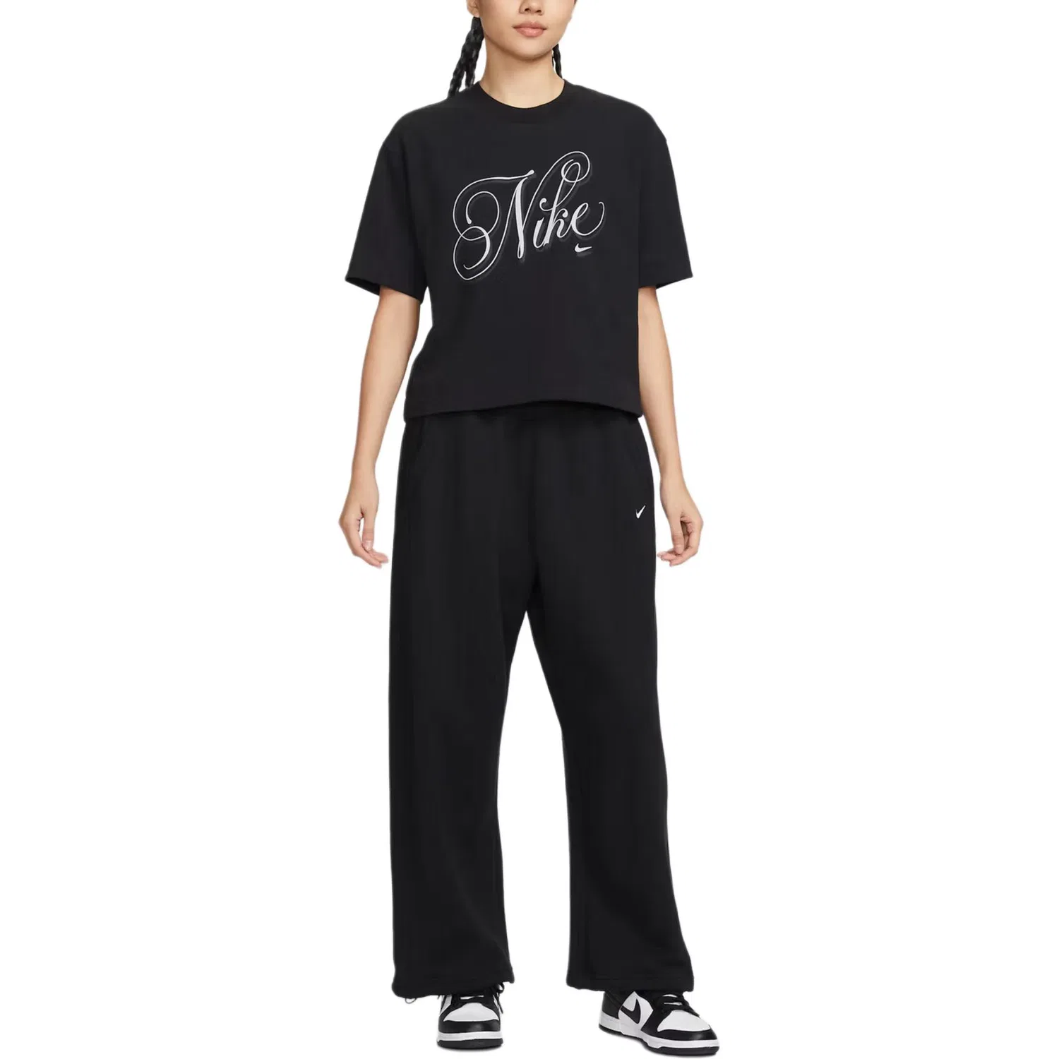 Спортивная футболка женская оверсайз с коротким рукавом Nike, Black — фото 3