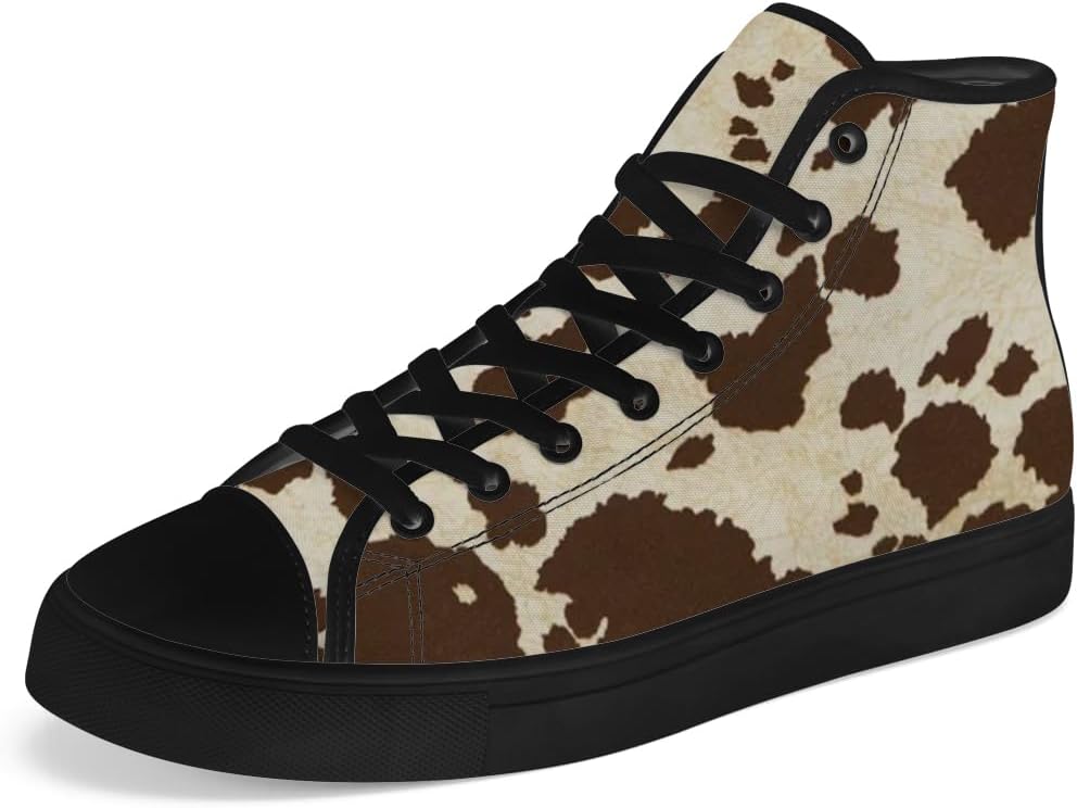 

Кеды на высокой подошве chebing с принтом коровы для женщин и мужчин, высокие кроссовки на шнуровке, повседневная обувь, подарки для мужчин и женщин, 616 Brown