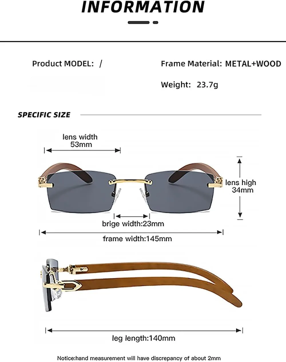 

Прямоугольные модные солнцезащитные очки без оправы для женщин и мужчин в стиле гангстеров 90-х, ретро-винтаж, трендовые очки Zentavi, Gold Frame Gradient Brown Lens