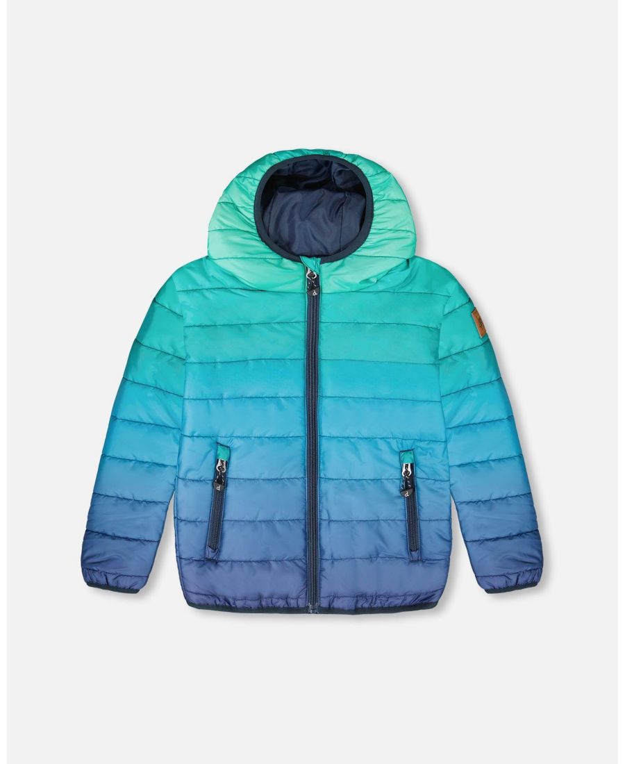 

Стеганая куртка для мальчиков-малышей на межсезонье, зелено-голубой градиент - для малышей и детей Deux par Deux, Green & blue gradient