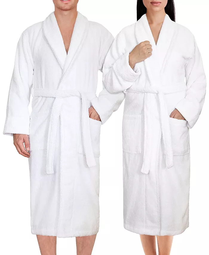 

Легкий плюшевый халат с воротником-шалью American Soft Linen, белый