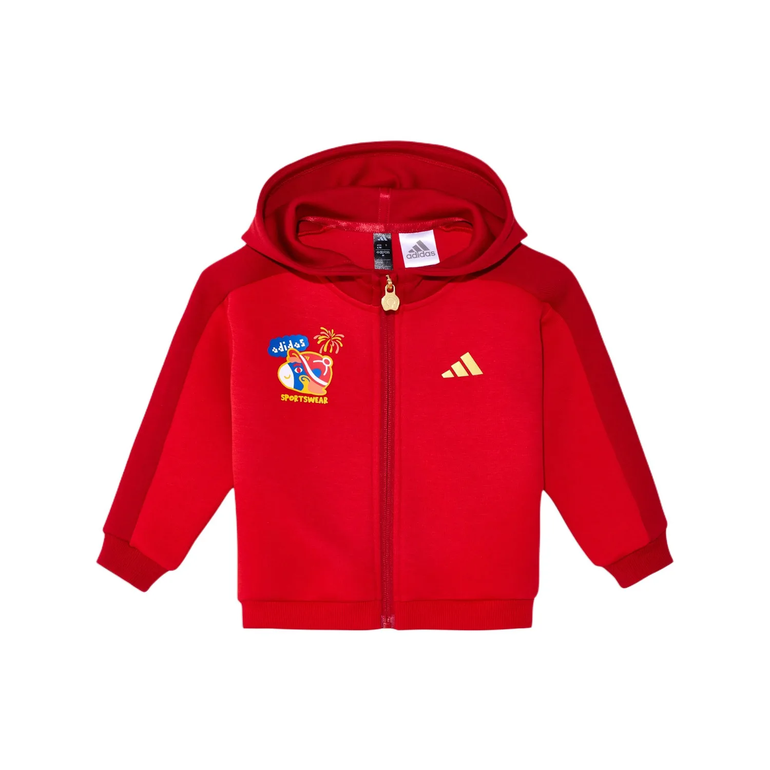 Детский спортивный костюм с худи на молнии Adidas, Light Scarlet/Black — фото 4