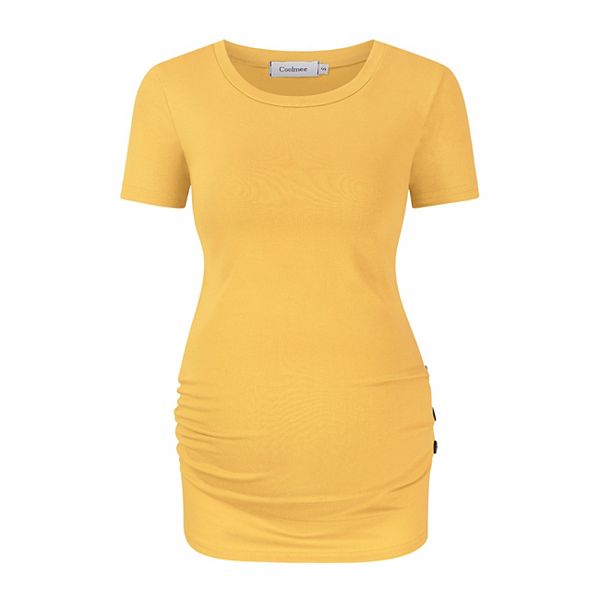 

Женская футболка с коротким рукавом и боковой застежкой для беременных Kojooin, Yellow, Желтый, Женская футболка с коротким рукавом и боковой застежкой для беременных Kojooin, Yellow