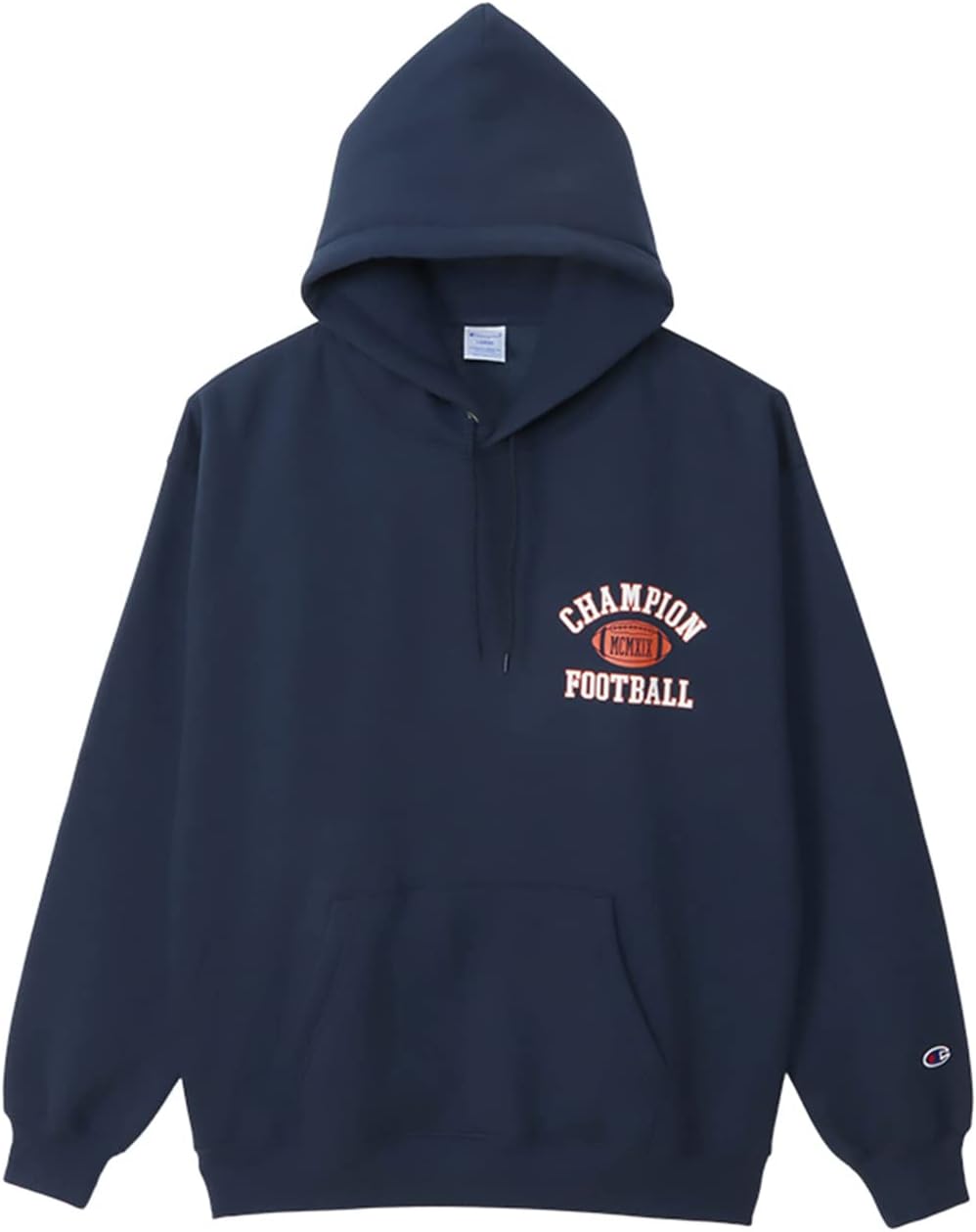 

Мужская толстовка с длинными рукавами Champion C3-Y105, хлопок, производство США, свободный крой, графический принт с логотипом, толстовка с капюшоном, спортивный стиль, темно-синий