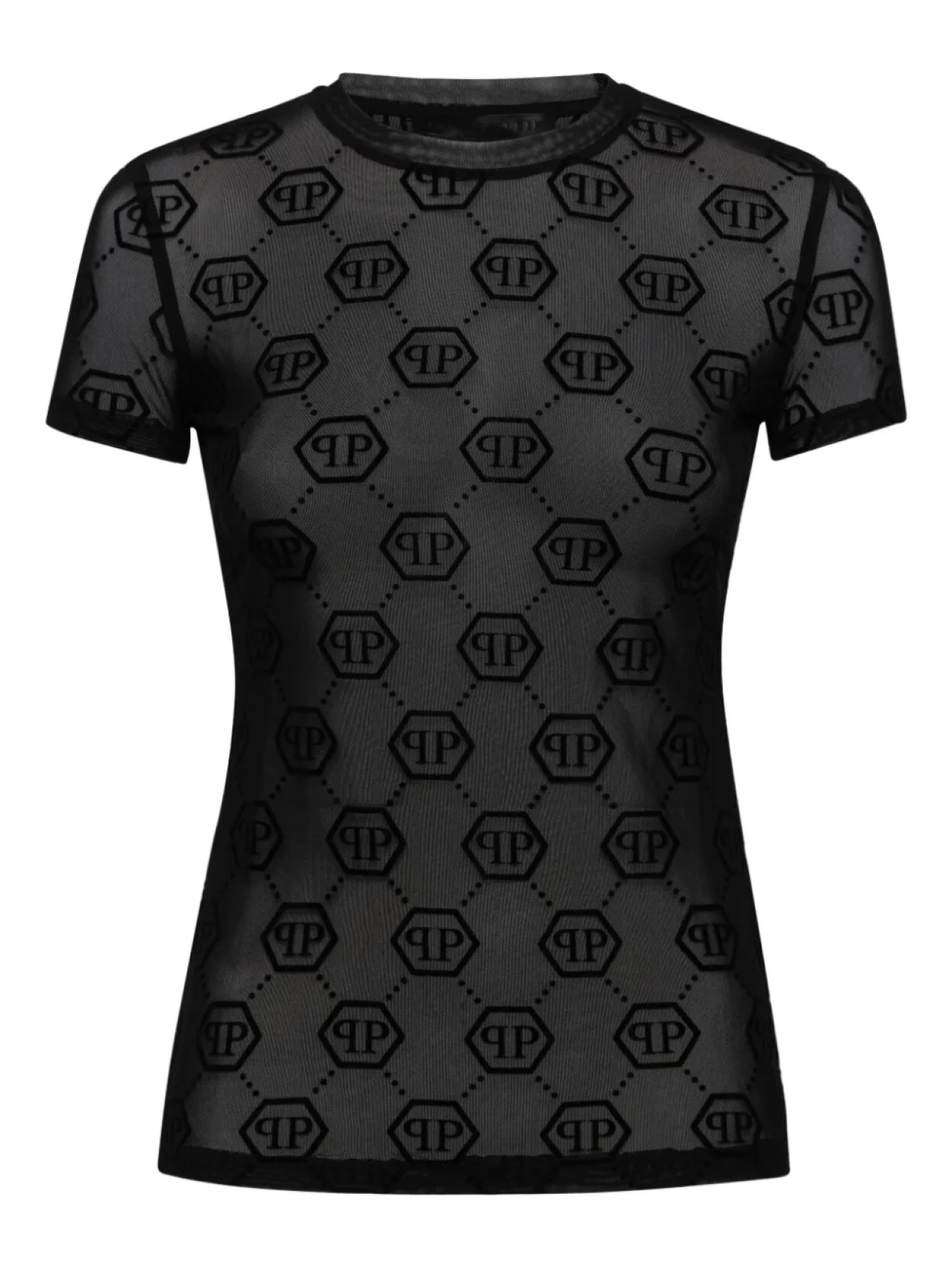 

Футболка из тюля с монограммой Philipp Plein, черный
