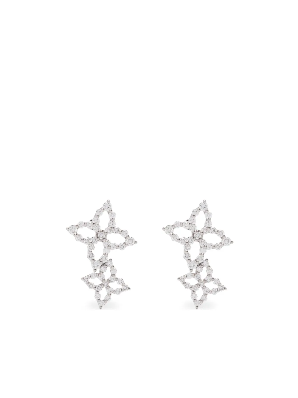 

Серьги-подвески Flower из белого золота Roberto Coin, серебяный
