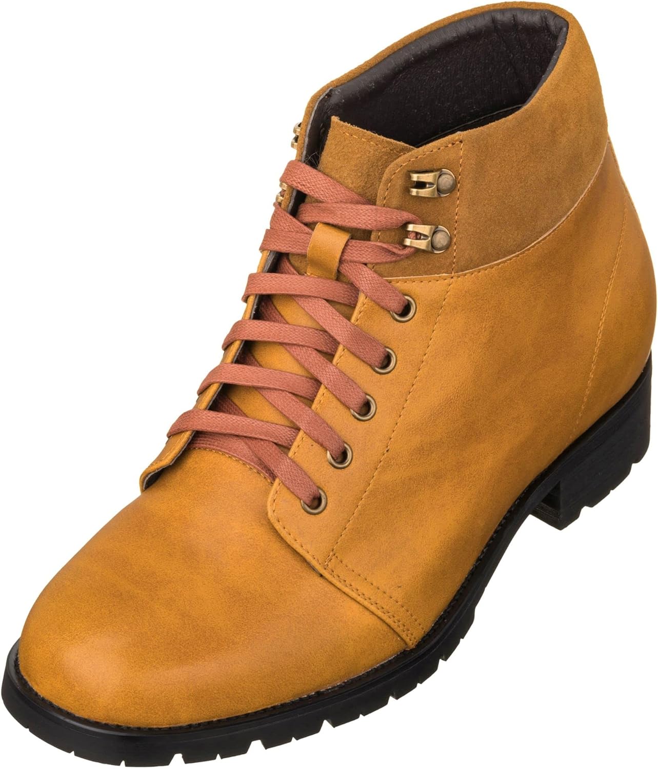 

Мужские невидимые подъемные туфли CALTO - коричневые кожаные ботинки на шнуровке с круглым носком, увеличивающие рост на 8 см - K9361 - размер 8 D(M) US