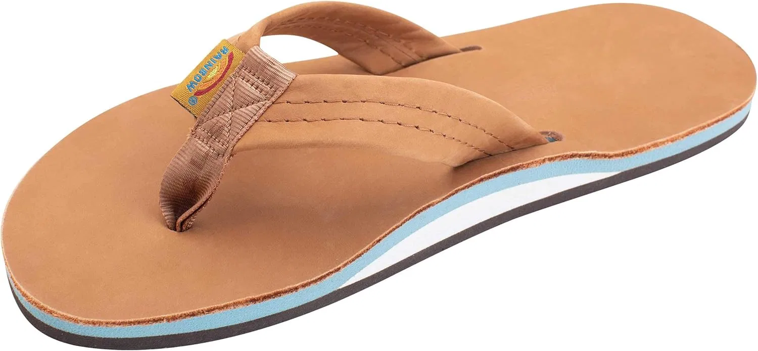 Сандалии из натуральной кожи, Rainbow, Tan/Blue Rainbow Sandals