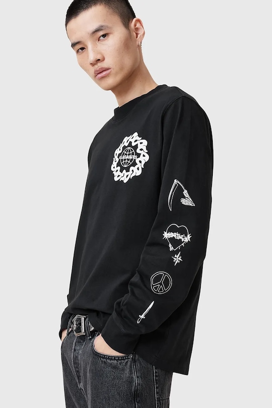 

Хлопковая толстовка ORBITAL Allsaints, черный