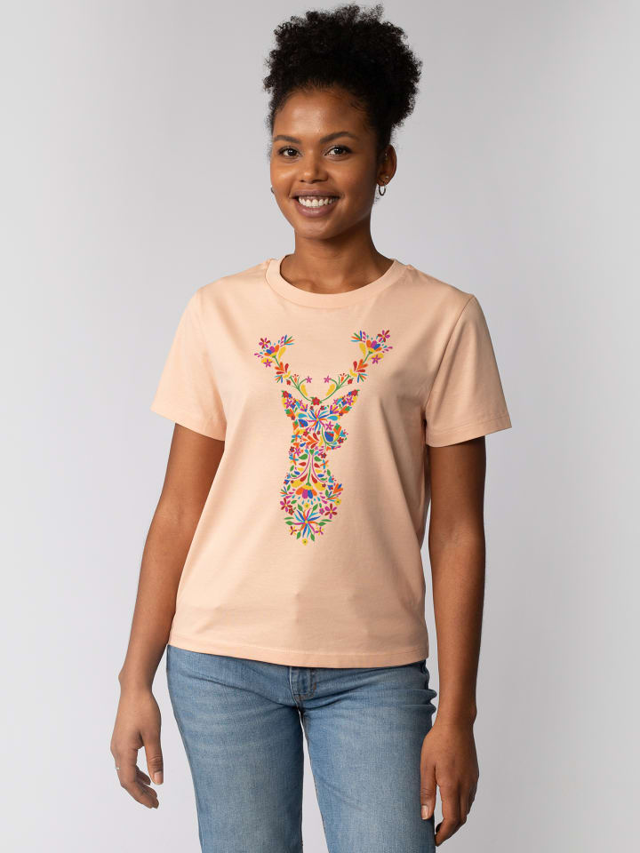 

Футболка с цветочным принтом Олень в цвете Fraiche Peche wat Apparel