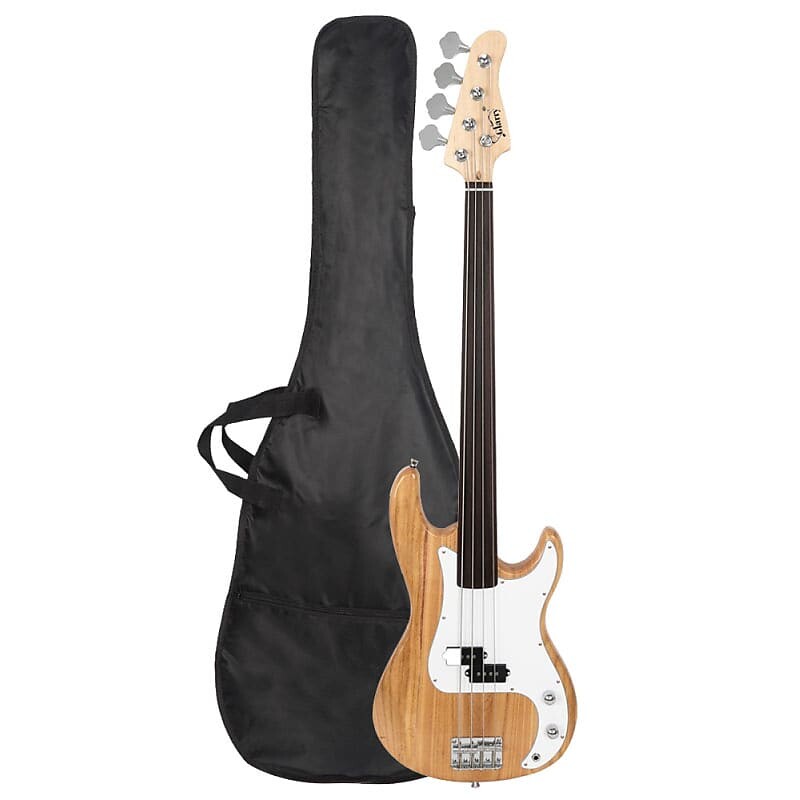 

Басс гитара Glarry Burlywood Fretless Electric Bass Guitar Full Size 4 String for experienced Bass Players