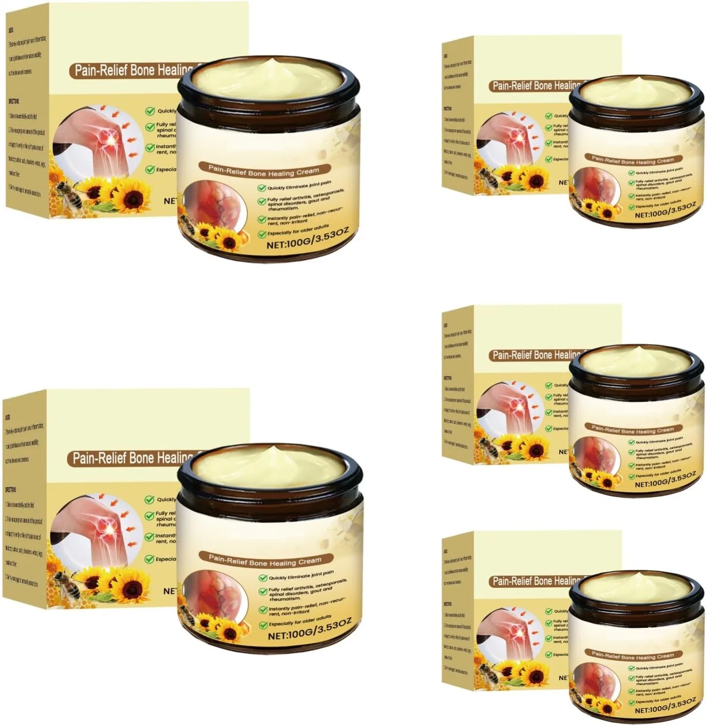Крем с пчелиным ядом и куркумой для суставов 100 г (5 шт.) Generic, Bee Venom Cream Joints