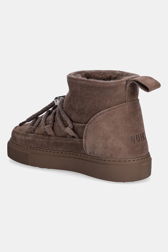 Женские зимние ботинки Inuikii Classic Low замшевые на шнуровке, кофейный — фото 3