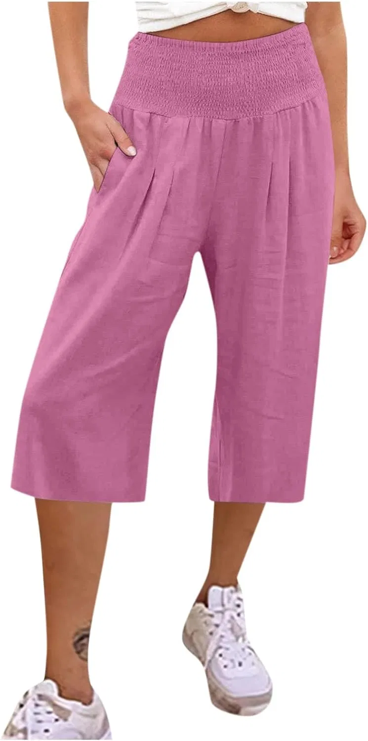 Штаны капри свободного кроя, Hot Pink
