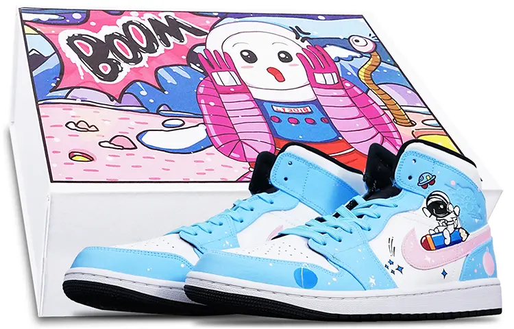 

Кроссовки Air JORDAN 1 Vintage Basketball Shoes Unisex Mid-Top Pink White Blue