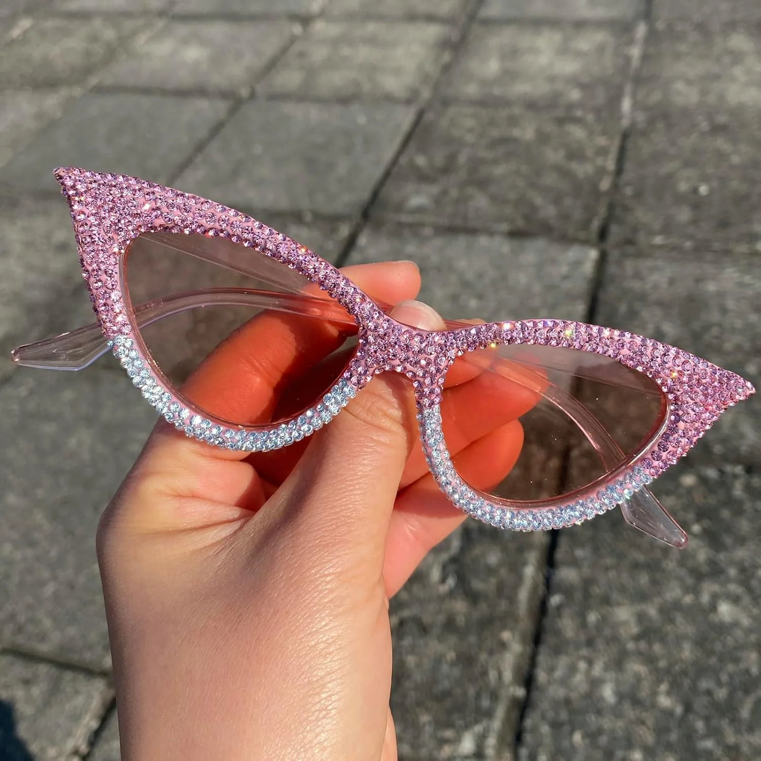 

Солнцезащитные очки со стразами для женщин, блестящие очки в оправе с драгоценными камнями, аксессуар для костюмированной вечеринки mincl, 3pcs-black&pink&green