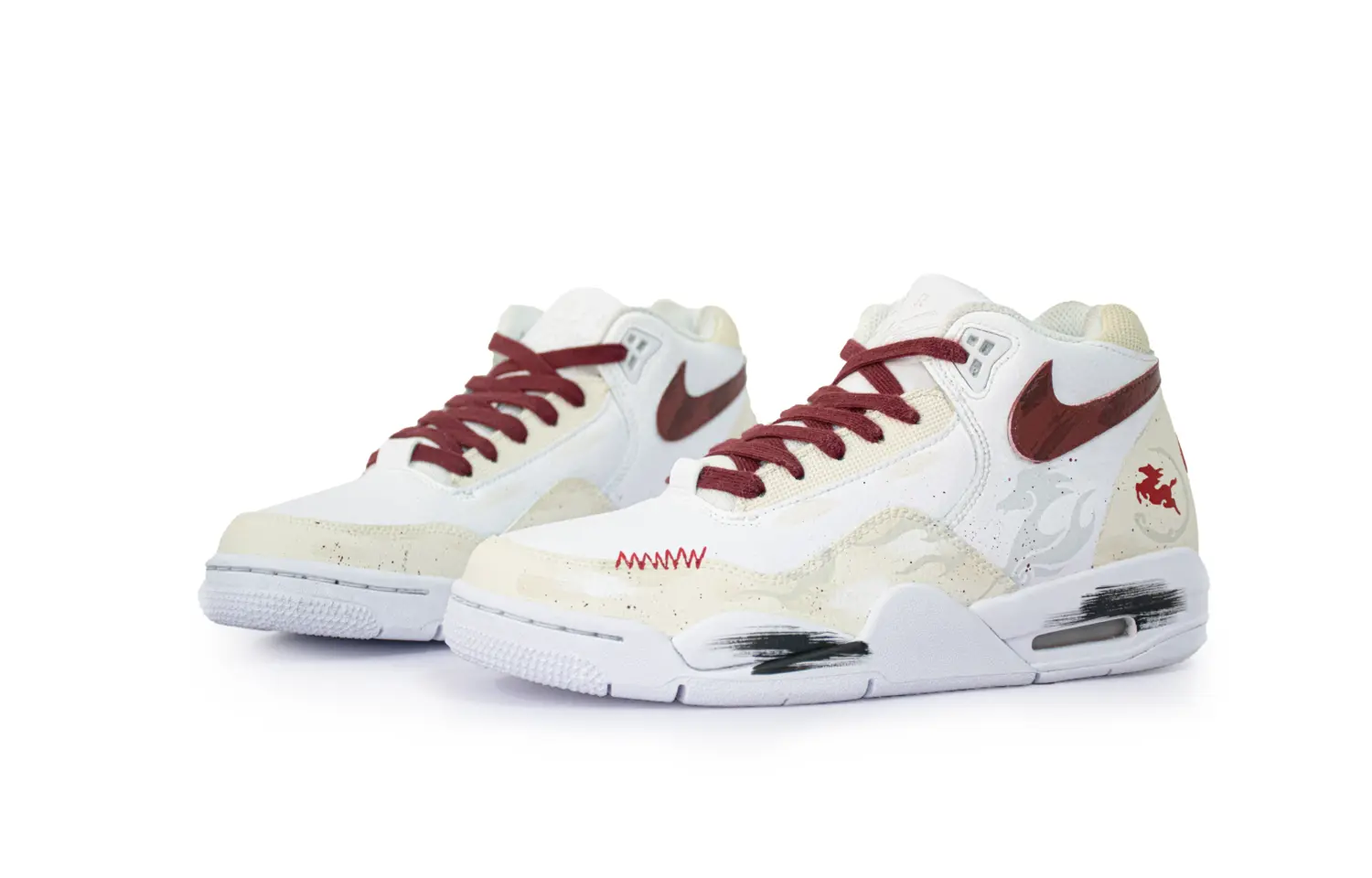 Nike Кроссовки Flight Legacy Billion Horses In The Lead Mid top Vintage Basketball Unisex White Red — фото 4