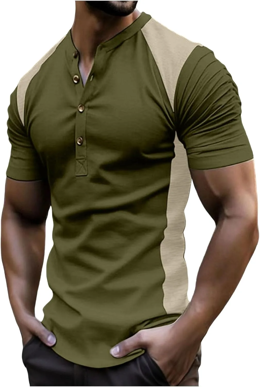 

Мужская футболка с коротким рукавом Color Block Henley