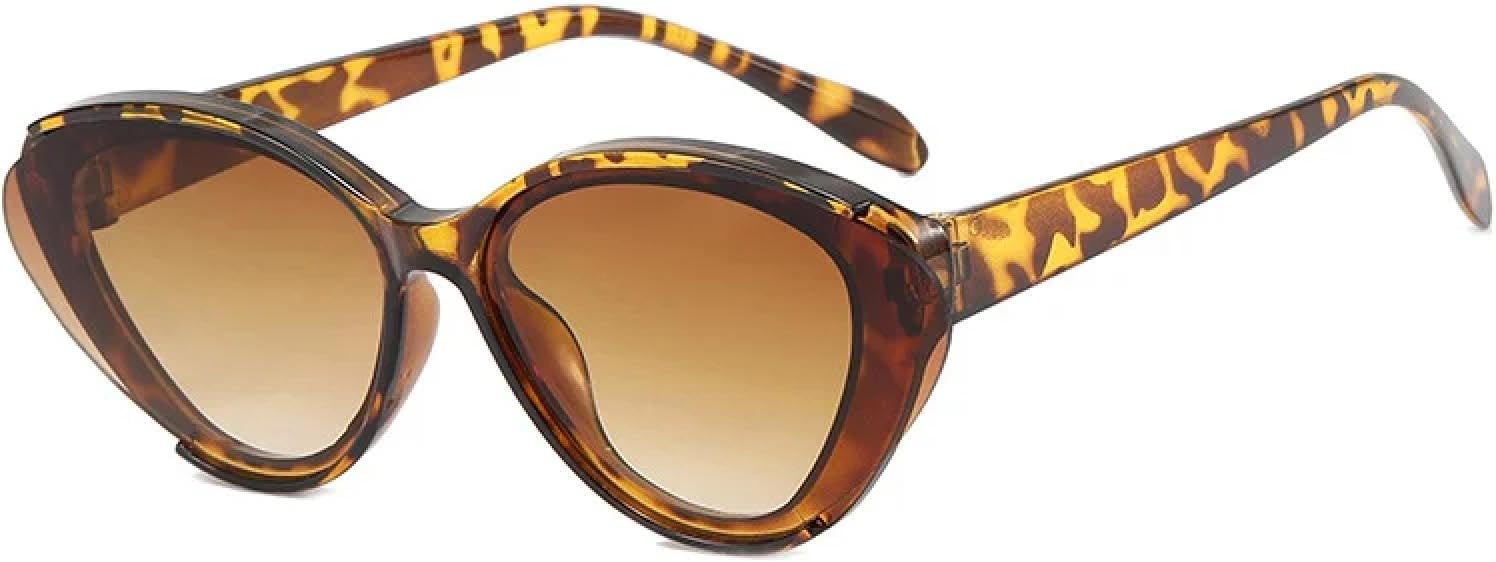 

Модные солнцезащитные очки «кошачий глаз» большого размера для женщин, ретро-очки, солнцезащитные очки UV400 для мужчин, градиентные круглые очки TKKTLLT, Leopard-brown