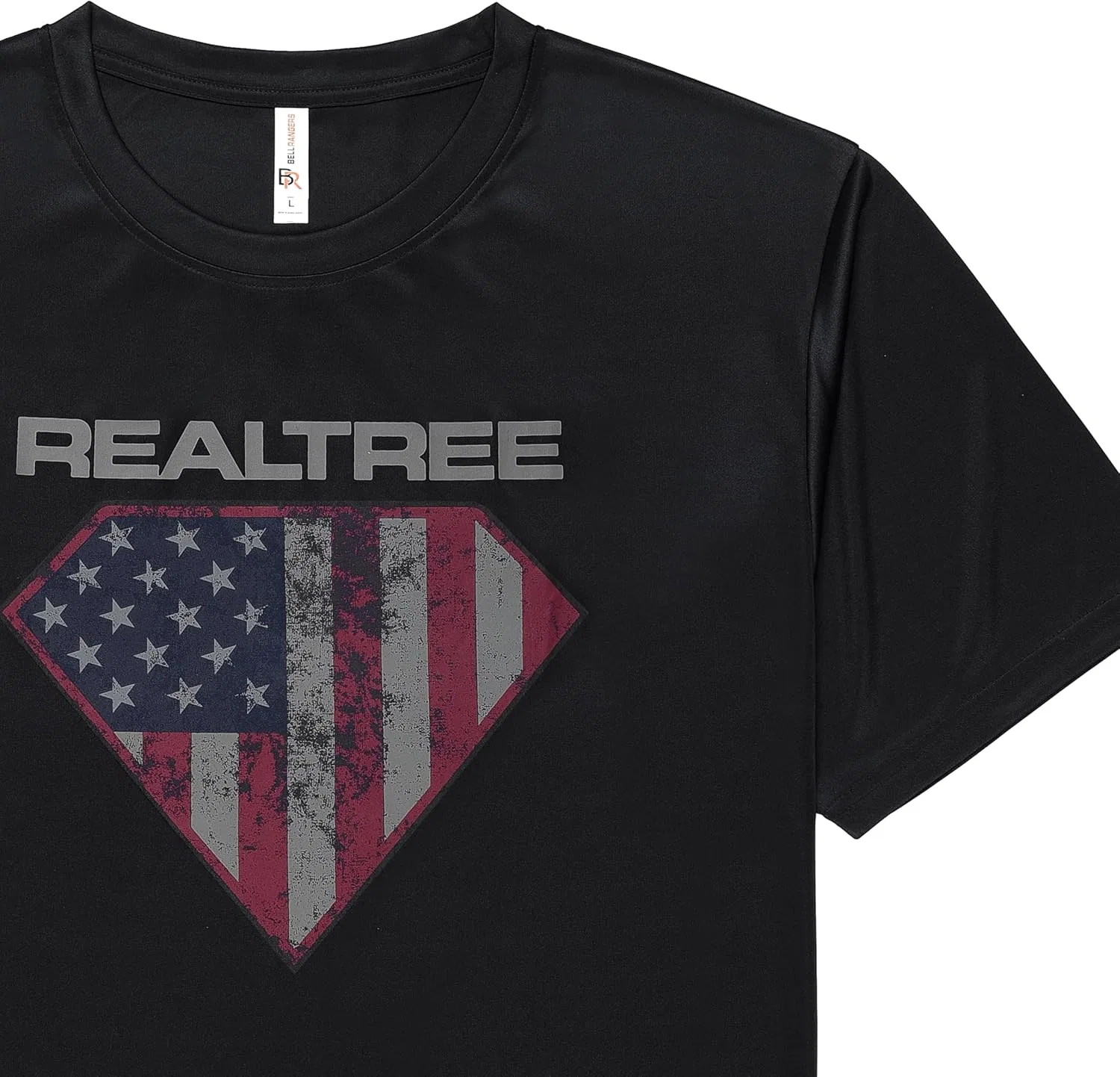 Bell Rangers Футболка с длинными рукавами и графическим принтом Realtree USA Flag, унисекс, с круглым вырезом, камуфляжная, 100% полиэстер, патриотическая одежда для активного отдыха — фото 3