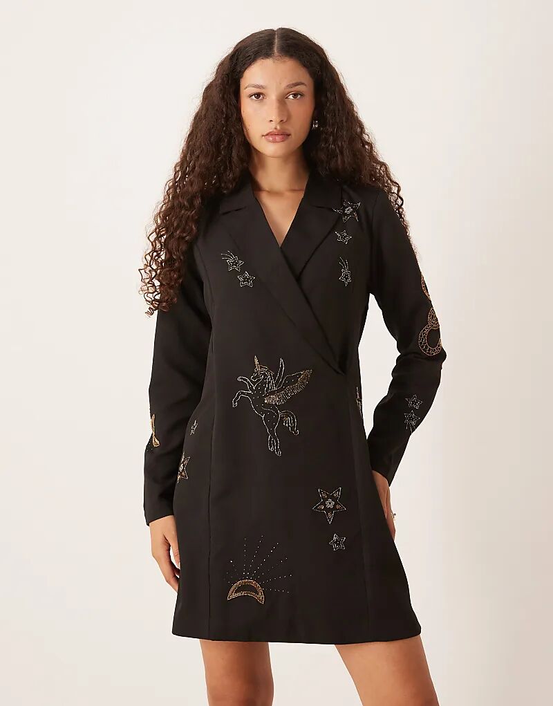 

Мини-платье-блейзер Hope & Ivy черного цвета с декором