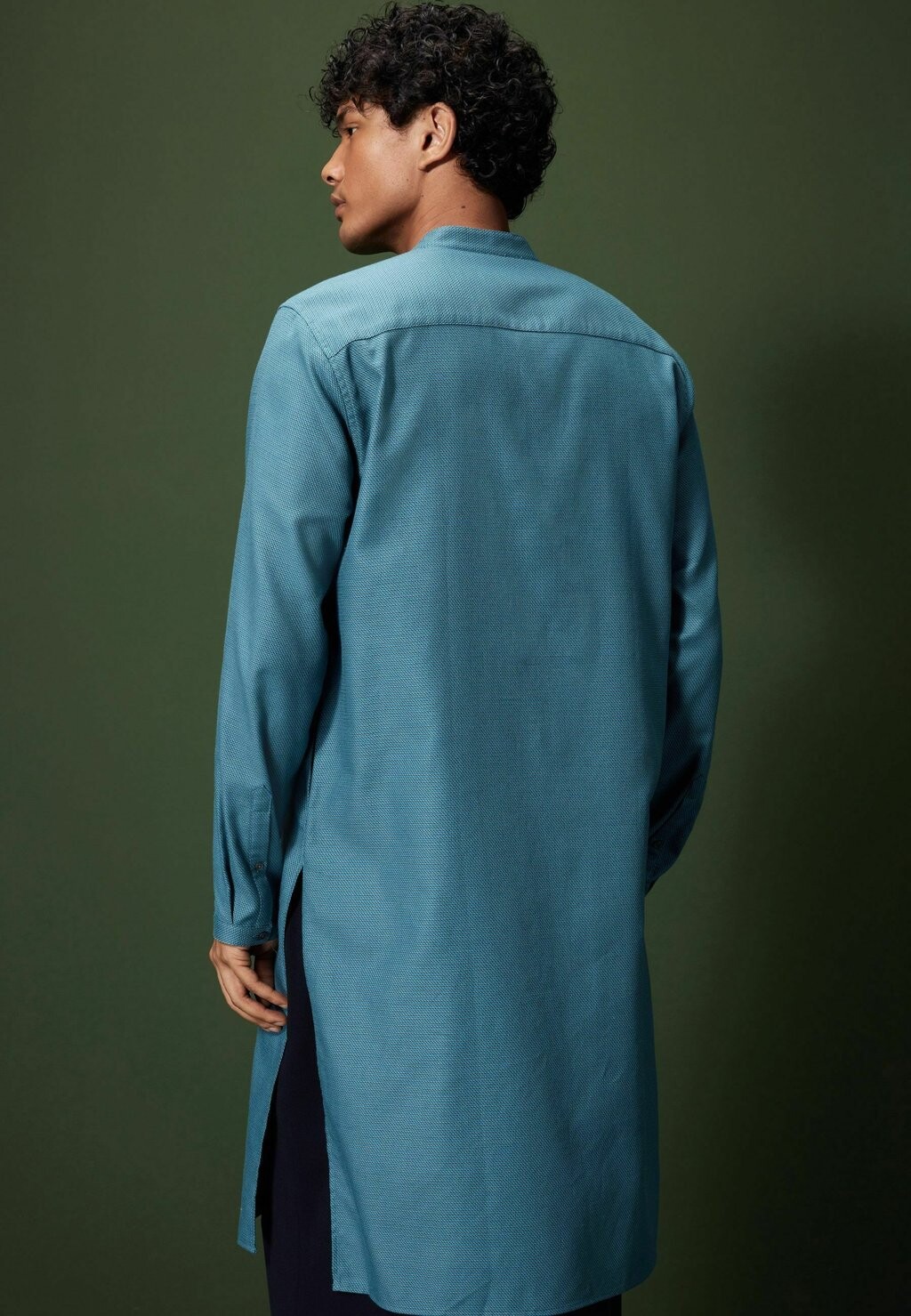 

Рубашка Next, ярко-бирюзовая Signature Kurta Regular Fit