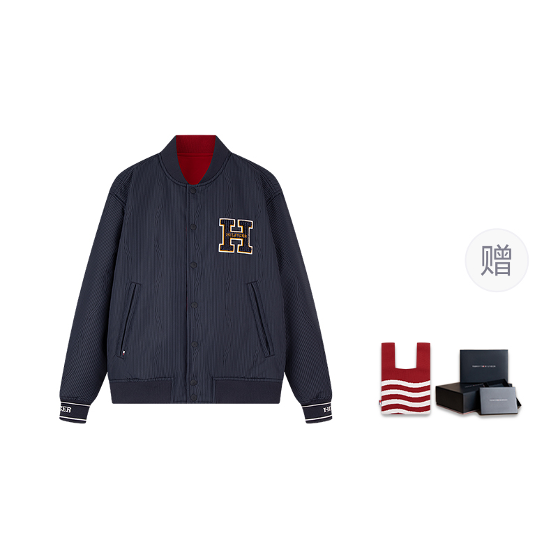Tommy Hilfiger Новогодняя пуховая куртка мужская, Navy Blue/Red DW5 — фото 3