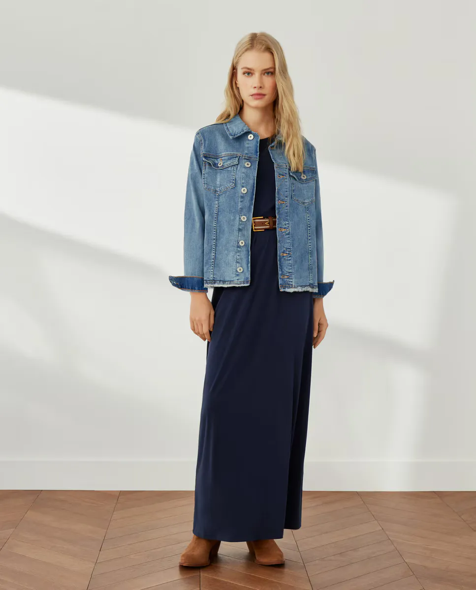 

Платье из купро на бретелях Southern Cotton, синий