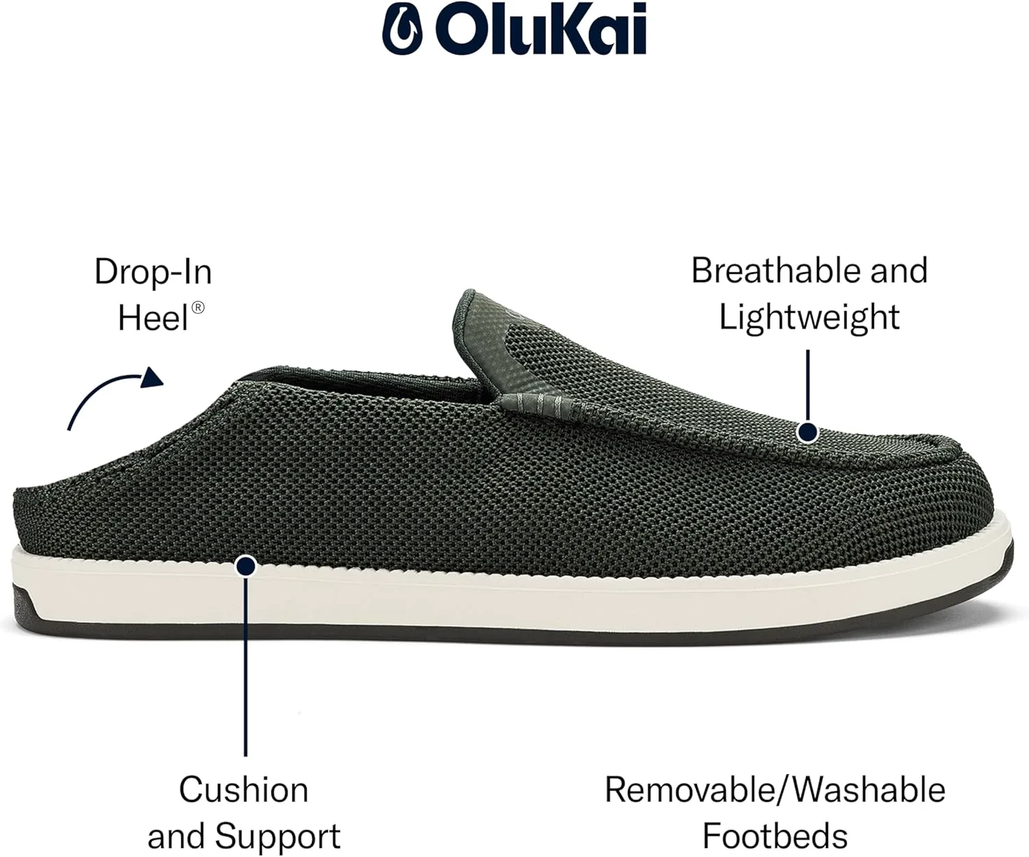Мужские слипоны OLUKAI Kakaha Mesh с сетчатой верхней частью, легкая и универсальная обувь на каждый день, комфортная для носки весь день — фото 4
