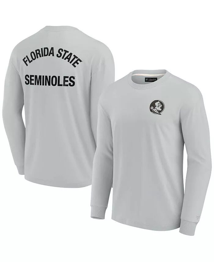 

Мужская и женская серая футболка Florida State Seminoles с длинным рукавом, супермягкая Fanatics Signature