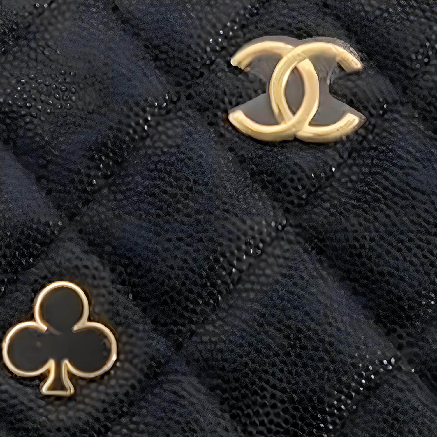 CHANEL 23P SS Grain Embossed Caviar Cow Leather Box Bag, косметичка, сумка через плечо, кросс-боди женская черная — фото 3